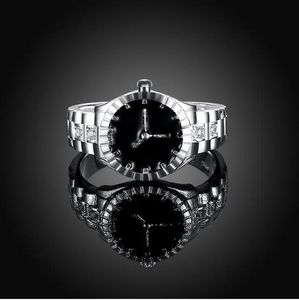 creative high quality silver color jewelry factory direct fashion women crystal CZ Ring Wedding like watch style