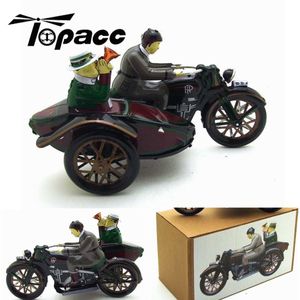 Andar de carro Tin Motorcycle Toys vento vintage acima da equitação Crianças Clockwork Toy Tin Com Box Fun Collectible decoração Home SH190913