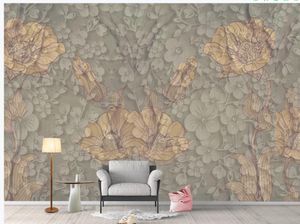 Retro estilo flor papéis de parede tv fundo parede parede papel de parede moderno para sala de estar