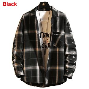 Männer-Hemd Neue Mode Casual Langarm Lose Plaid Print Shirts Abzugskragen Camisa Masculina Asiatische Größe S-5XL