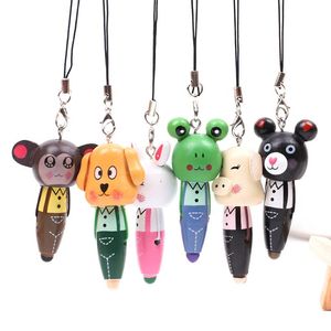 Mini Ballpoint Pen School Supply Creative Stationery Freebie Novel Office Gift Wood Cartoon Animal Mini Phone WJ080