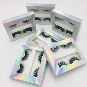 2Pairs 3D Sahte Vizon Saç Yanlış Eyelashes Doğal / Kalın Uzun Göz Lashes Karışık Wispy Makyaj Güzellik Uzatma Araçları