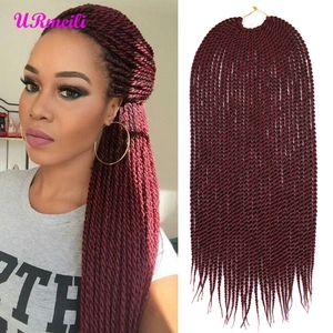 Urmaili Ombre Crochet Hair Senegalese Twist Hair Box Crochet Flätor 14 18 22 tum Kanekalons syntetiska flätade hårförlängning Trenzas Africanas