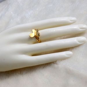 Noble Women Girl 24 k Solid Fine Yellow gold GF Luxury Butterfly Charm ring freedom Open Fashion Gold Jewelry Gift pretty