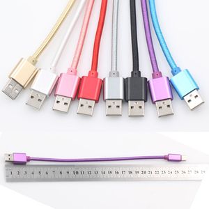 USB Type C For Samsung S20 Fabric Nylon Micro USB Cable 2A Lead Unbroken Metal Lead Charger & data Short cable for Android Phone 25cm