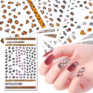 1pcs Nail Stickers Decals Leopard Print Animal Pattern Design 3D Adhesive Manicure Tools Sliders Nail Art Decoration JIF505-510