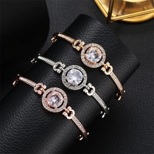 2019 Hot Classic 3 color Round Large Crystal Rhinestone Charm Shiny Cuff Opening Bracelet For Women New Fashion Jewelry Gift