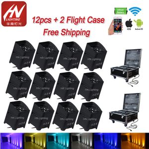 12pcs con uplight da matrimonio flycase Smart DJ S4 light 4 * 18W RGBWA + UV 6in1 batteria wireless dmx led uplighting per djs party bar