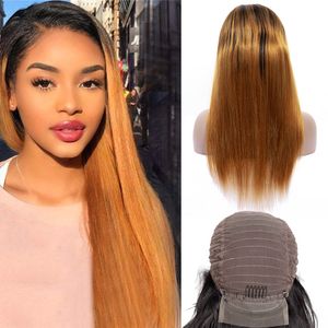 Indian Virgin Hair 1B/30 Silkesly Straight Human Hair Mink Two Tones Color 1B/30 Spets Front Wig 13x4 Wigs 10-28inch