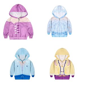 Snow Queen II Kostymer Kids Hooded Jackor Cosplay Outwear för barn Zipper Hoodies Coats Boys and Girls Coat Cothing M1096