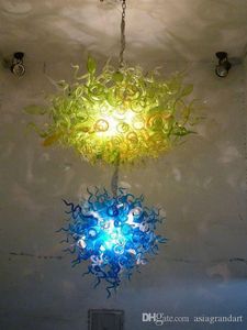 LED duplo Luz Designer candelabro 100% artesanal Blown vidro Murano CE UL Certificate Hotel Lobby Villa Decor Chandelier