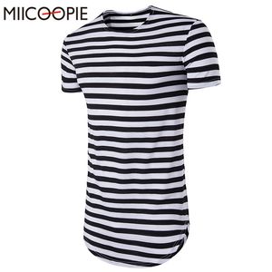 2019 Brand New Odzież Mężczyźni Long T Shirt Koszulka Z Krótkim Rękawem Męska Hip Hop Longline Paski T-shirt Topy Tee Tshirts Mężczyźni Undershirt XXL MX190717