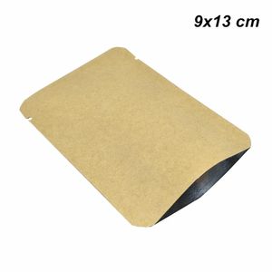 9x13 cm 100 pz Open Top Interno Mylar Foil Heat Seal Bag per Snack Fagioli Carta Kraft Foglio di Alluminio Sottovuoto Angolo Tondo Cibo Termosigillabile Sacchetto