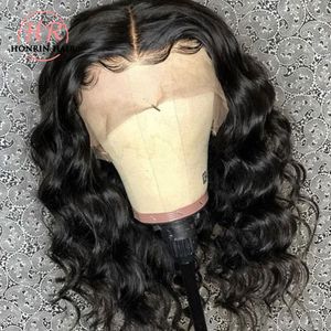 Honrin Hair koronka przednia peruka głęboka fala brazylijska dziewicze ludzkie włosy przed wyrzuconą linią włosów krótka falista gęstość wręczająca
