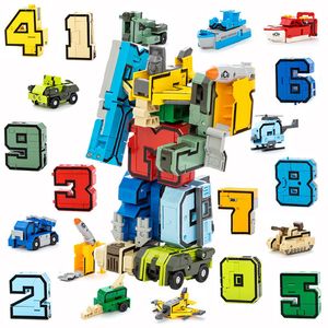 DIY Assemble Educational Number Blocks Action Figure Letter Transformation Robot Deform Plane Car Creative Toys for Children