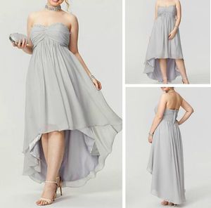 Tatlım A-line Şifon Balo Elbise Fermuar Geri Düğün Parti Elbise Yüksek-Düşük Artı Boyutu Abiye Elbise Nedime Elbise Boncuklu