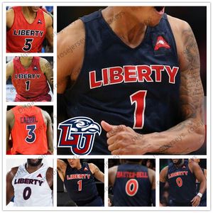 Custom Liberty Flames College Koszykówka Każda nazwa Numer Żółty Navy White Red # 1 Caleb HomeSley 3 Lovell Cabbil Jr. 31 Scottie James Jersey