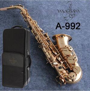 Blechbläser großhandel-Japan Saxophon Alto Yanagisawa A Goldene Saxo Lack Gold Saxofone Messing Musikinstrument mit Mundstück Geschenk