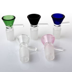 Nuovo 14mm 18mm Imbuto Bong in vetro con giunto maschio 5 colori Ciotole in vetro Pezzo per piattaforme petrolifere Bong Dab Rig Pipes