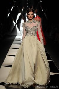 2019 Ny Sequined Floor-Length Celebrity Dresses Full Långärmad Chiffon Aftonklänning Graceful Prom Gowns Veatidos 053