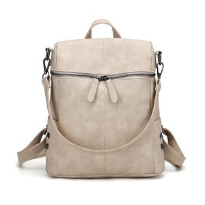 Designer-Herald Fashion Women Backpack Quality Leather School Bags For Teenager Girls Large School Backpack Vintage Solid Shoulder Bags