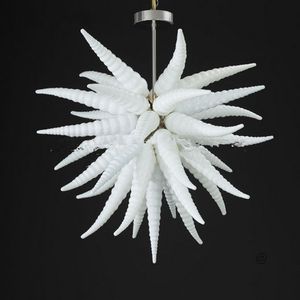 Chandelier Art Design Fancy Glass Lighting and Small Size White Color Blown Decorative Pendant with LED Light