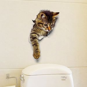 Bellissimo adesivo da parete per toilette in PVC con gatto