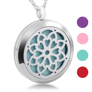 Customizable Hollow Glamour Flower Necklace Accessories Stainless Steel Aromatherapy Pendant