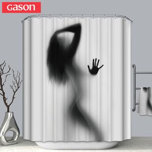 GASON Bathroom curtain High Quality Nature Waterproof Polyester 2m Fabric girl Shadow woman Simple Shower curtain US Portrait C18112201