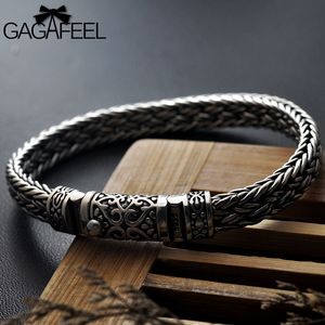Gagafeel 100% 925 Silverarmband Bredd 8mm Classic Wire-Cable Link Kedja S925 Thai Silver Armband för Kvinnor Män Smycken Present T7190615