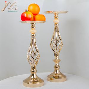 10PCS Gold Vase Candle Holders Rack Stands Wedding Decoration Road Lead Table Centerpiece Pillar Party Event Candlestick