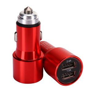 Caricabatteria da auto 5V/2.4A/1A Carica rapida in metallo Dual Mini USB Adattatore per porta Adattatore per telefono Accessorio universale