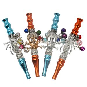 Fashion Handmade Inlaid Jewelry Alloy Hookah Mouth Tips Shisha Chicha Filter Tip Mouthpiece Glass Water Bongs Pipes Accessories