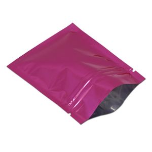 Prov Power Packaging Zipper Tätning Mylar Väskor Liten återförslutbar Livsmedelsförvaring Aluminiumfoliepåsar Retail 200pcs / Lot Rosa kosmetiska