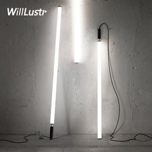 Minimalist LED Tube Pendant Lamp Aluminum Acrylic Suspension Light Hotel Lounge Dinning Table Bedside Creative Hanging Lighting