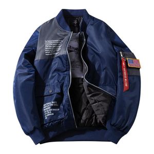 Fashion-bomberjacka Hip Hop Letter Design Slim Windbreaker Pilot Bomber Jacket Coat Men Vinter Jackor Streetwear Size S-3XL