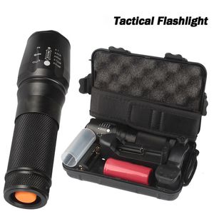 Ny X800 Tactical Flicklampa XML T6 LED Zoom Torch Lamp Vattentät cykelljus med batteriladdare för camping Vandring Reparation