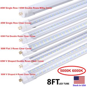 8ft LED Tüp T8 Bir Pin FA8 45W 65W 8FT 8 Feet Ampuller Lamba SMD2835 LED Ampul Dükkanı Işık