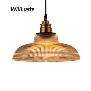 Retro Ribbed Glass Pendant Lamp Creative Pot Cover Hotel Lounge Cafe Office Bar Counter Dinning Room Industrial Suspension Light
