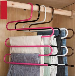 Racks Hängare Rostfritt stål byxor Rack Multi-Layer Magic Non-Slip S-Type Pants Clip Hänge Multi-Function Wardrobe Storage J44