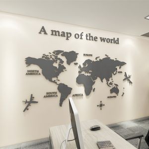 Mapa World Recados Mapa do Mundo Versão Europeia Acrílico 3D da etiqueta para a Sala Office Home Decor Wall Decals Mural para crianças Quarto T200601