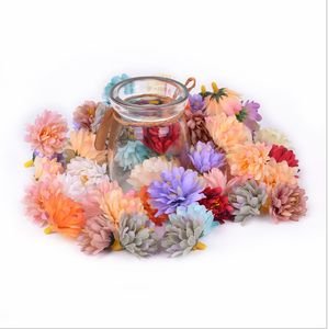 Großhandels300pcs Kleiner Silk Gartennelken handgemachte Gewebe-Blumen-Kopf für Hochzeits-Dekoration DIY Kranz Halo Girlande Geschenk Scrapbooking Fertigkeit