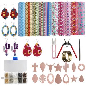 1 Set DIY Schmuckset PU-Leder Stoff Eisen Alligator Haarspange Ohrring Haken Quaste Anhänger Leder Acryl Vorlage