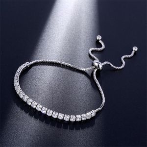 Vecalon Female Weibliche Armband 4mm Diamant Weißgold gefülltes Kristall Engagement Hochzeitsarmbänder für Frauen Schmuck