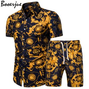 Set estivo da uomo camicie floreali hawaiane + pantaloncini da spiaggia set da 2 pezzi tuta manica corta ad asciugatura rapida set maschili Ropa Hombre 2020