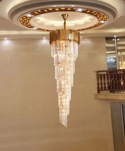 Top Luxury Modern Chandelier Lighting For Staircase Long Gold Crystal Light Fixtures Large Hallway Indoor Stair LED Cristal Lamp MYY