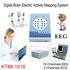 Wholesale KT88-1018 Digital Brain Activity Mapping System 16 Channel EEG 2CH ECG Machines Auto-Analysis FFT +2 Tripod +PC software CE FDA