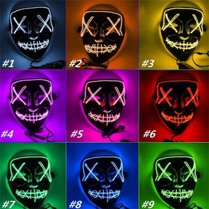 Startseite Halloween-Masken LED leuchtende Maske The Purge Wahljahr Tolles Festival Cosplay Kostümzubehör Lustige Party maskiert 5107