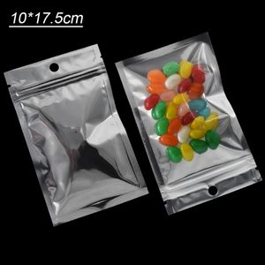 100Pcs/lot 10x17.5cm Flat Zip Lock Clear Mylar Bag Heat Sealable Aluminum Foil Zipper Food Electronic Accessory Packaging Plastic Bags