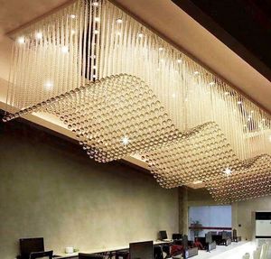 Prostokątny Sklep Gold Crystal Hotel Hotel Aisle Wave Chandelier KTV Club Hall Projekt LED Oświetlenie Oprawa Lampy LED Lampa domowa Myy